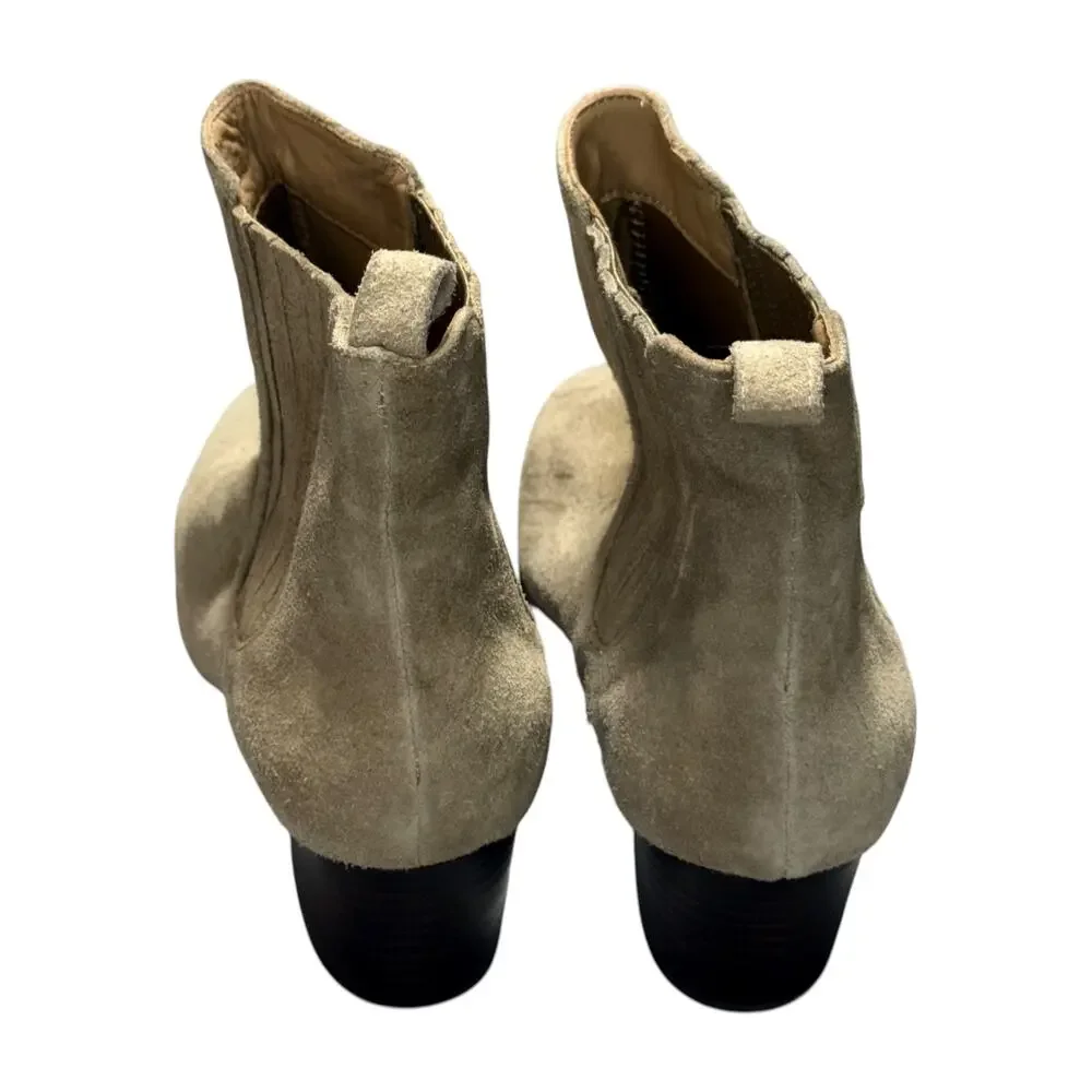 Array Womens Tan Suede Chelsea Ankle Boots Block Heel Size 10.5 - Picture 5 of 7